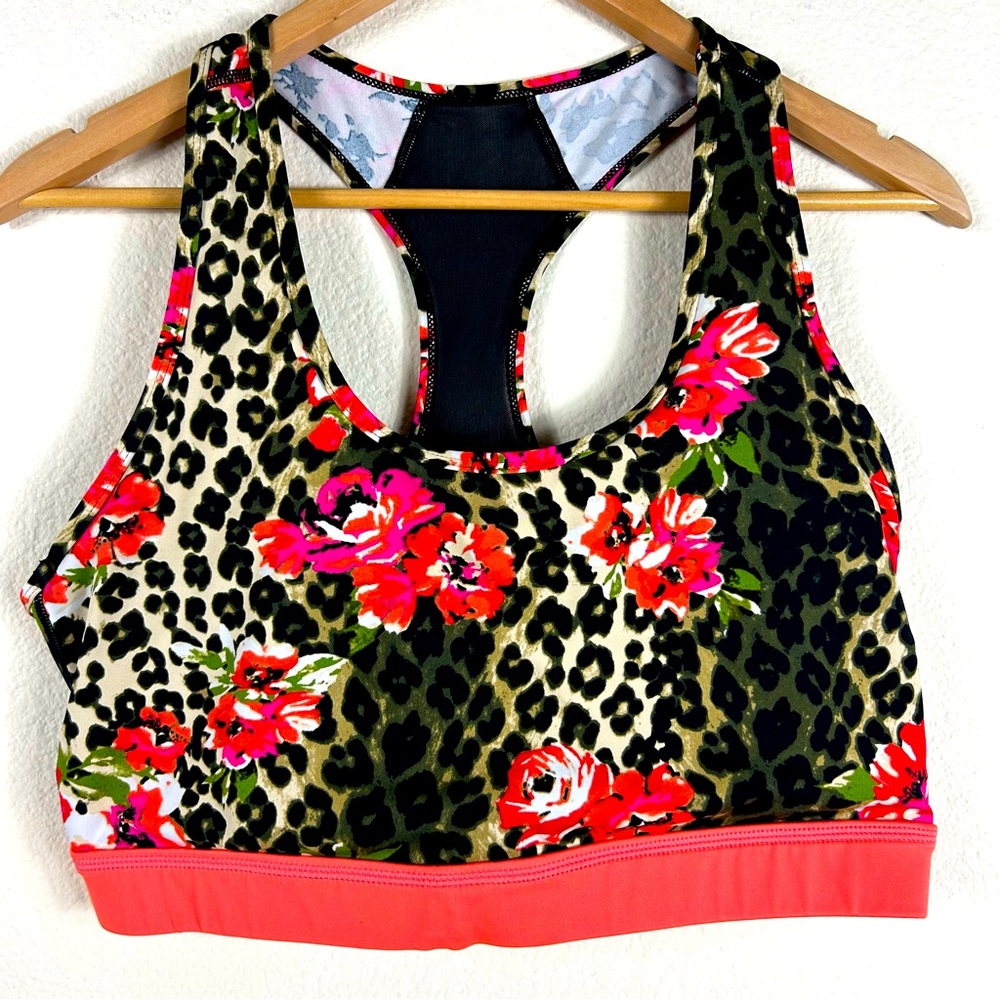 Lularoe Floral Leopard Print Sports Bra, Size XL